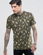 Pretty Green All Over Camo Print T-shirt - Red