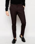 Selected Homme Check Pants In Skinny Fit - Red