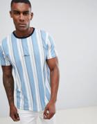Boohooman Vertical Stripe T-shirt In Blue - Blue