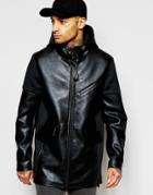 Dark Future Faux Leather Parka In Black - Black