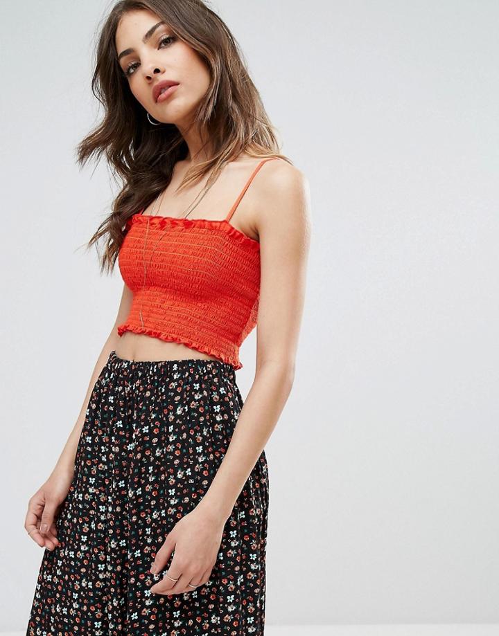 Nobody's Child Shirred Crop Top - Red