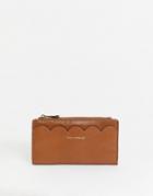 Paul Costelloe Leather Wallet With Scalloped Edge In Tan-brown