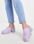 Asos Design Shake Chunky Mid Heeled Mules In Lilac-purple