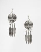 Asos Triple Feather Catcher Earrings - Silver