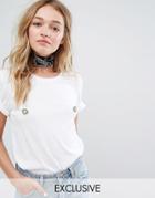 Monki Daisy Print T-shirt - White