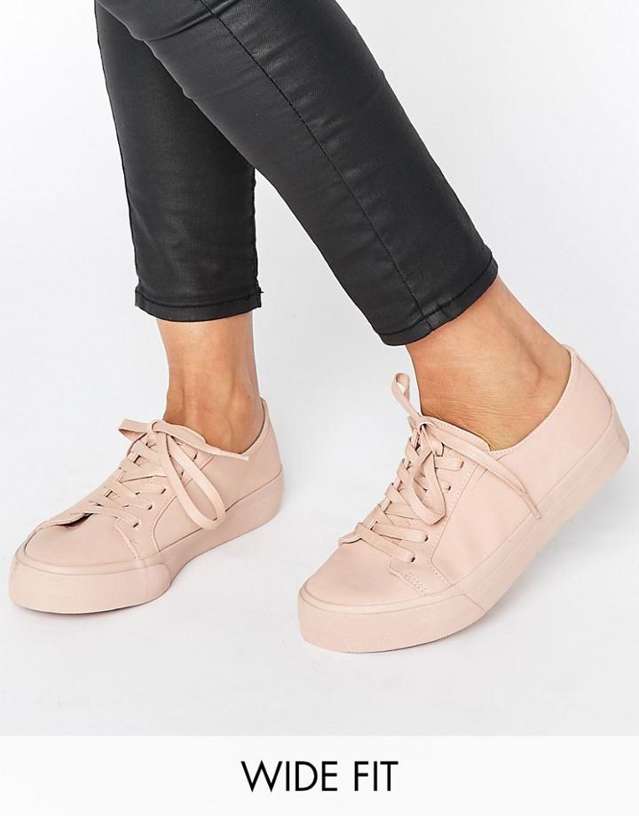 Asos Destiny Wide Fit Lace Up Sneakers - Beige