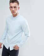New Look Oxford Shirt With Grandad Collar In Light Blue - Blue