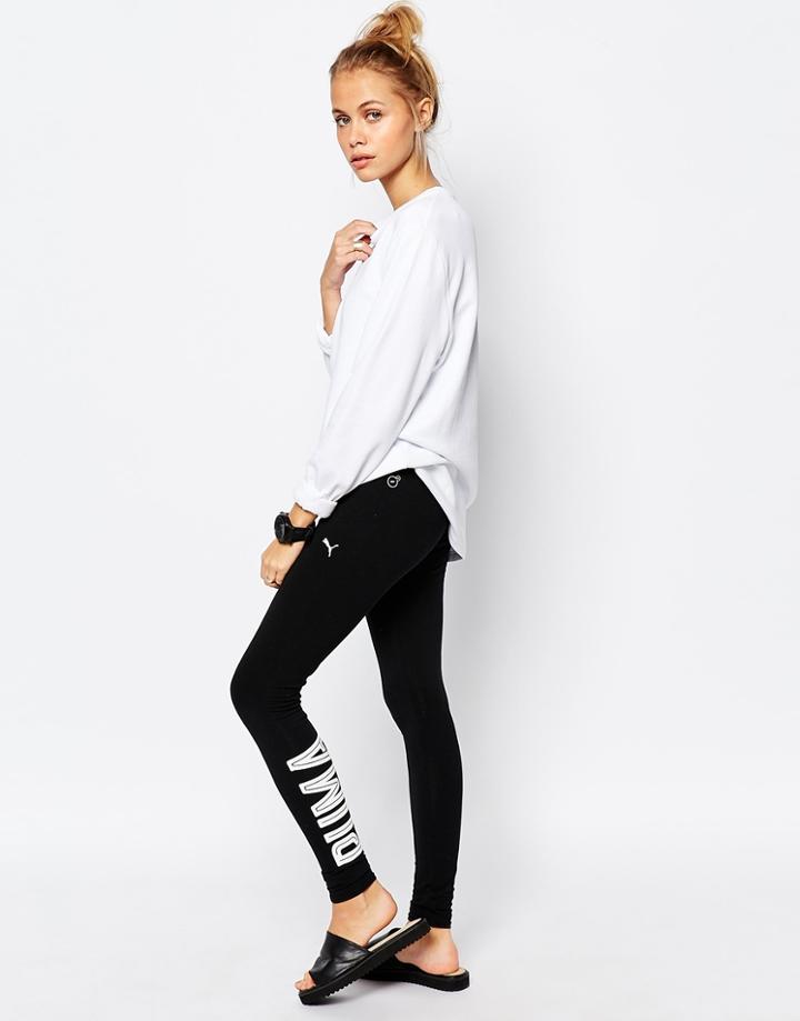 Puma Leggings With Side Logo - Black