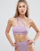 Asos Mix And Match One Shoulder Bikini Top In Rib - Purple