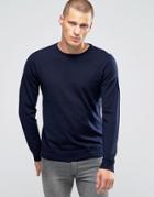 Jack & Jones Premium Slim Merino Crew Knit Sweater - Navy