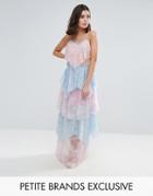 True Decadence Petite Allover Premium Lace Tiered Maxi Dress - Multi