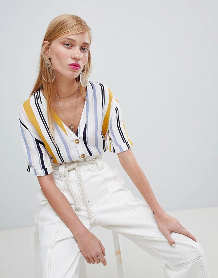 New Look Stripe Button Detail Shirt - White
