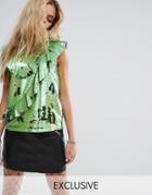Mad But Magic High Neck Top With Ruffles In Sequin - Yellow