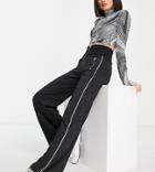 Asyou Foldover 90's Wide Leg Sweatpants In Black