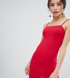 Miss Selfridge Bodycon Dress With Square Neck In Red - Red