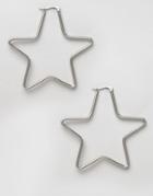 Reclaimed Vintage Star Hoop Earrings - Silver