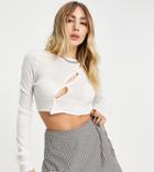 Collusion Asymmetric Cardigan In Ecru-white