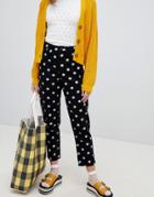 Monki Polka Dot Straight Mom Jeans - Black