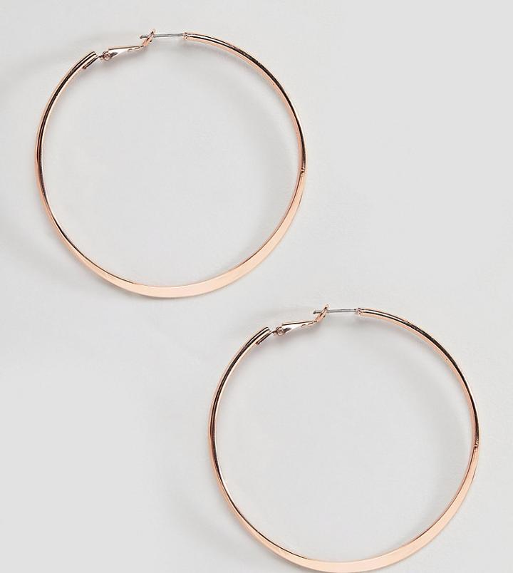 River Island Flat Bottom Hoop Earrings In Rose Gold - Copper