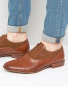 Asos Oxford Shoes In Tan Faux Leather And Faux Suede - Tan