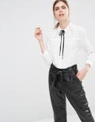 Just Female Barbro Shirt With Neck Tie - White