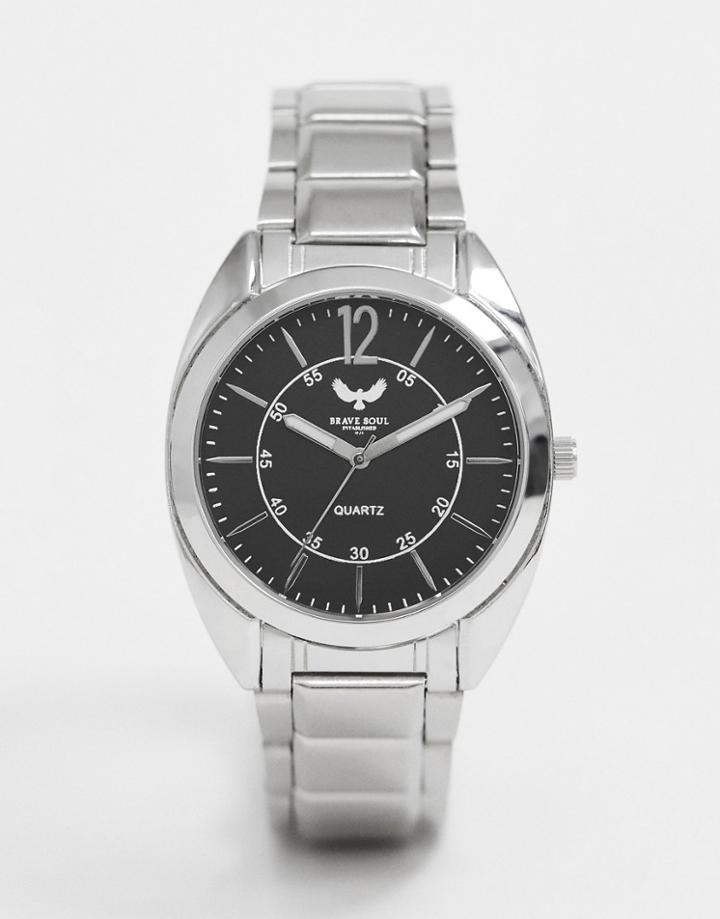 Brave Soul Mens Bracelet Watch With Black Dial - Silver