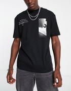 River Island Box Print T-shirt In Black