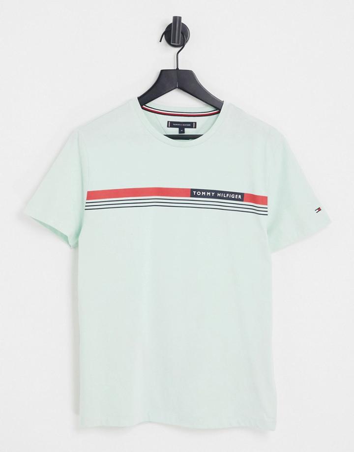 Tommy Hilfiger Corp Chest Stripe Logo T-shirt In Mint Green