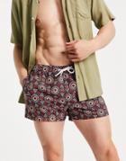 River Island Swim Shorts With Print In Red