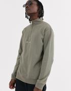 Mennace Funnel Neck Sweat In Khaki-green