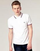 Fred Perry Slim Fit Twin Tipped Polo Top - White