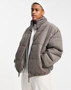 New Look Oversized Cord Puffer In Brown