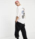Reclaimed Vintage Inspired T-shirt With Graphic Back Print In White-blues
