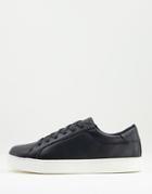 Brave Soul Minimal Lace Up Sneakers In Black