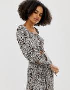 Asos Design Top With Sleeve Detail Two-piece In Leopard Animal Print - Multi