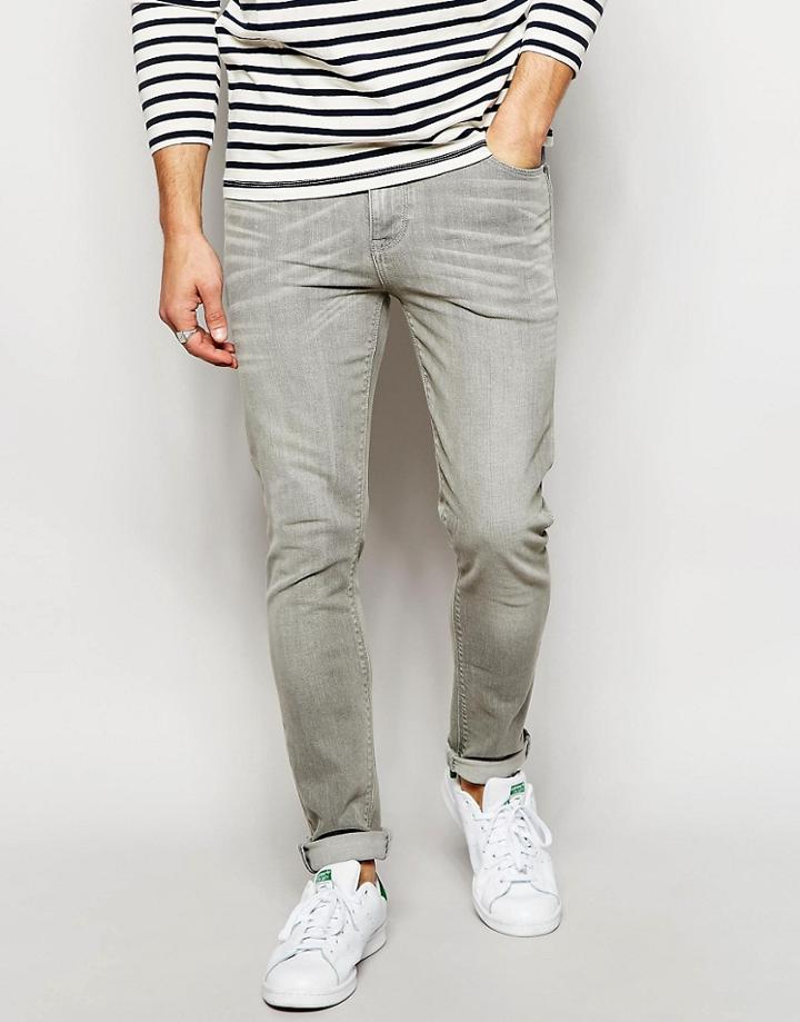 Asos Super Skinny Jeans In Light Gray - Gray
