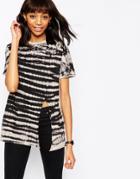 Asos Tie Dye T-shirt With Front Split - Multi