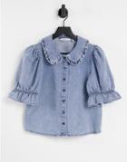 & Other Stories Organic Cotton Denim Shirt With Collar In Blue-blues