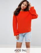 Asos Tall Sweater With Volume Sleeve - Orange