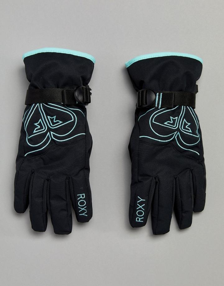 Roxy Poppy Black Ski Gloves - Black