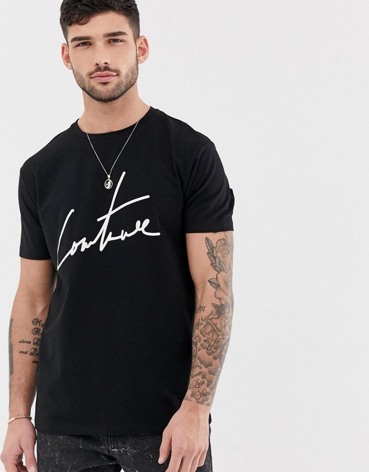 The Couture Club T-shirt With Signature Logo In Black