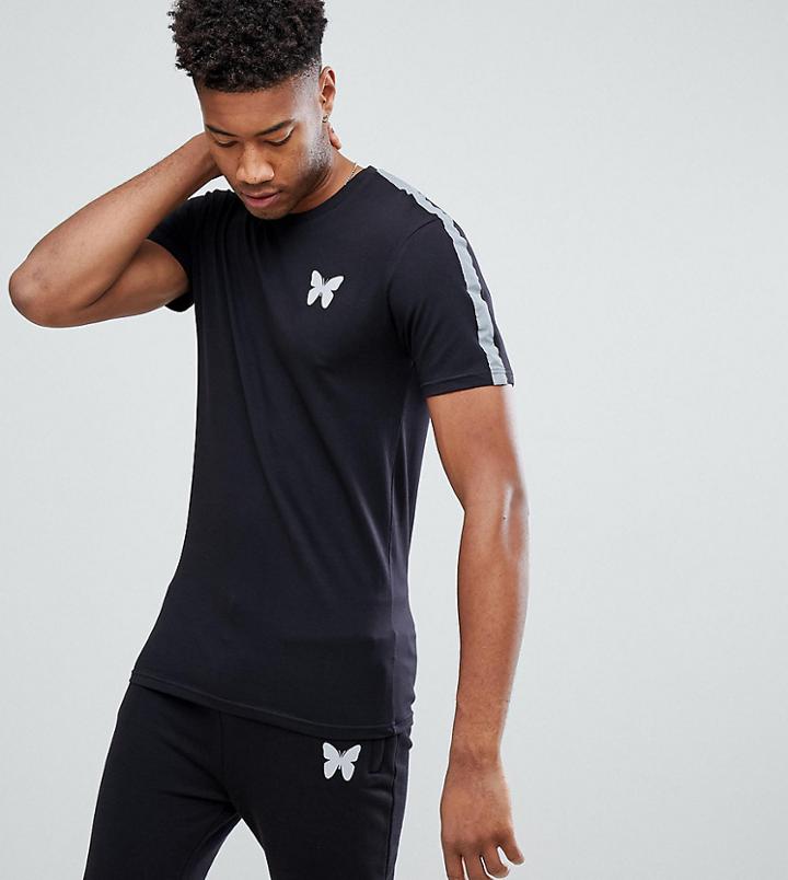 Good For Nothing Tall Muscle T-shirt In Black With Reflective Sleeve Stripe - Black