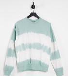Asos Design Petite Sweatshirt In Tie Dye Stripe-green