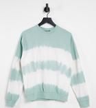 Asos Design Petite Sweatshirt In Tie Dye Stripe-green