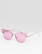 Asos Design Cat Eye Sunglasses With Laid On Extreme Lens - Purple