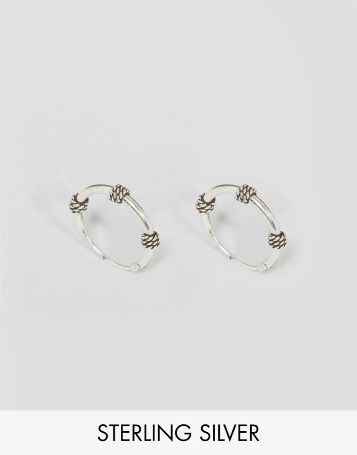 Reclaimed Vintage Inspired Hoop Earrings In Sterling Silver - Silver