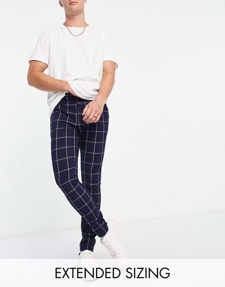 Asos Design Super Skinny Smart Pants With Window Plaid In Pastel Blue