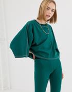 Ivy Park Stab Stitch Kimono Crop T-shirt In Green - Green