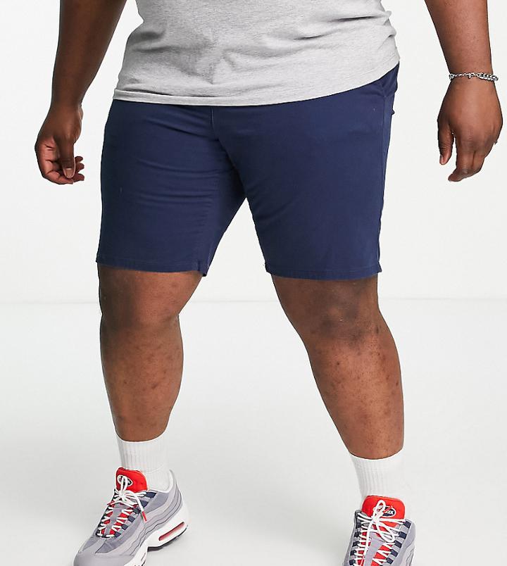 Only & Sons Plus Slim Fit Chino Shorts In Navy