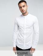 Only & Sons Slim Grandad Shirt Tipping - White